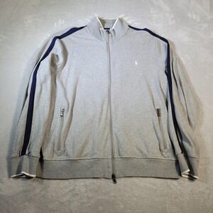 Polo Ralph Lauren Track Jacket Mens 2XL Gray Performance Full Zip Stripe Sport